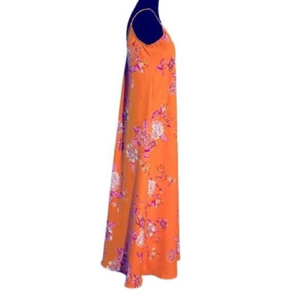 VINCE CAMUTO SLIP MAXI DRESS SMALL SLEEVELESS FLORAL ORANGE PINK LONG STRAPPY - Picture 3 of 11